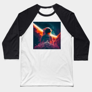 Astronaut stares into the galaxy Baseball T-Shirt